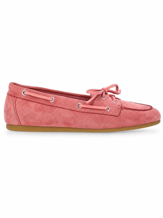 Time and Tru Shoes - Time and Tru Womens Pink Faux Suede Boat Shoes Memory Foam Moc Toe Loafers 8 New